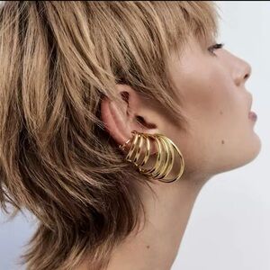 Multi Layered Circular Earrings For Women's Exaggerated Alloy Irregular Retro